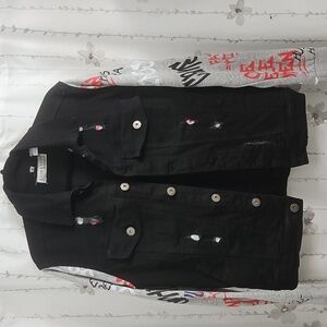 EVOLUTION BLACK UNISEX DEMIN GRAFFITI DESIGN JACKET SIZE SML